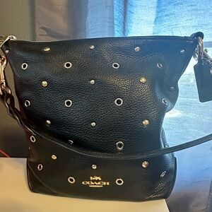Coach Black Eyelet-Embellished Shoulder Bag